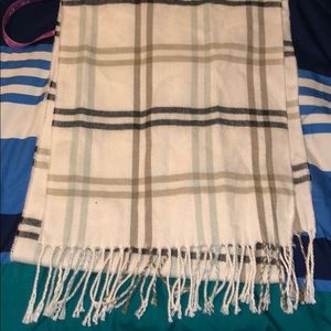 Cream, black, brown, pale blue scarf. Never worn!